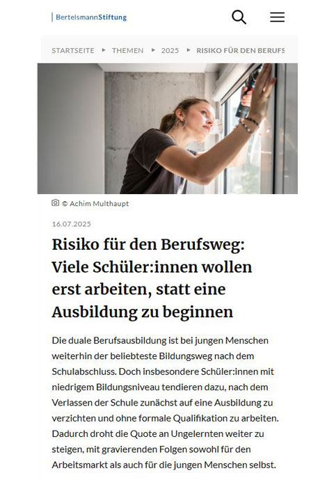 Bild für Risiko für den Berufsweg: Viele Schüler:innen wollen erst arbeiten, anstatt eine Ausbildung zu beginnen