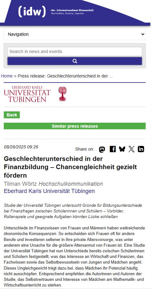 Bild für Geschlechterunterschied in der Finanzbildung – Chancengleichheit gezielt fördern