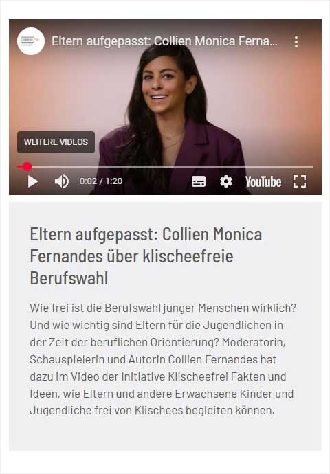 Bild für Eltern aufgepasst: Collien Monica Fernandes über klischeefreie Berufswahl
