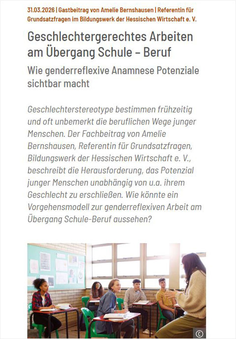 Bild für Geschlechtergerechtes Arbeiten am Übergang Schule-Beruf