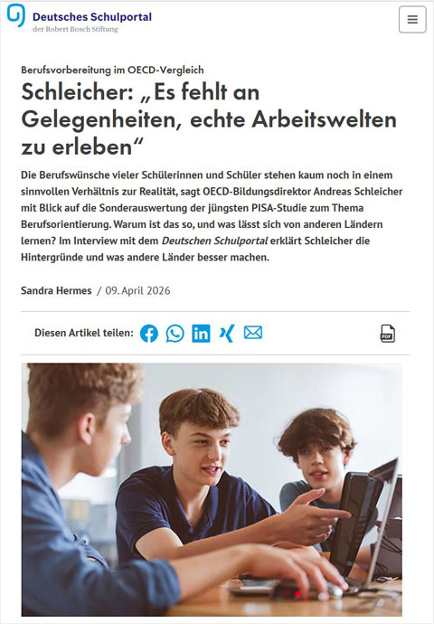 Bild für Schleicher: „Es fehlt an Gelegenheiten, echte Arbeitswelten zu erleben“