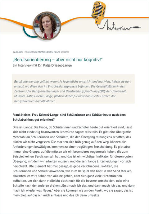 Bild für Berufsorientierung – aber nicht nur kognitiv!
