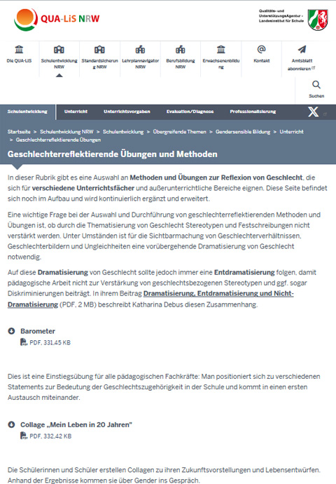 Bild für Geschlechterreflektierende Übungen und Methoden