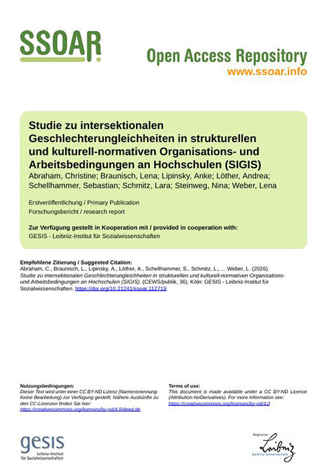 Bild für Studie zu intersektionalen Geschlechterungleichheiten in strukturellen und kulturell-normativen Organisations- und Arbeitsbedingungen an Hochschulen (SIGIS