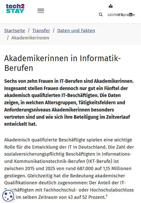 Bild für Akademikerinnen in Informatik-Berufen