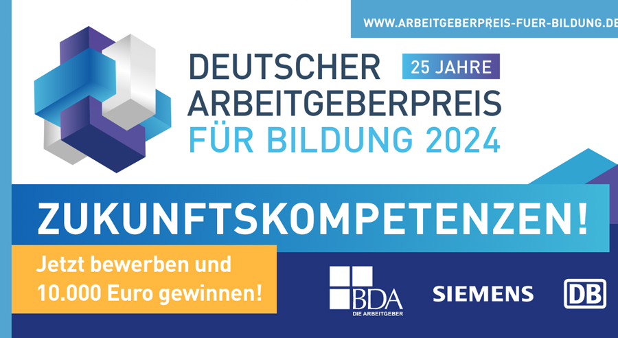 „Zukunftskompetenzen!“ – Deutscher Arbeitgeberpreis für Bildung
