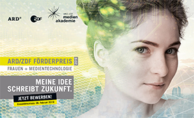 Plakat  zum ARD/ZDF-Förderpreis „Frauen + Medientechnologie 2019“